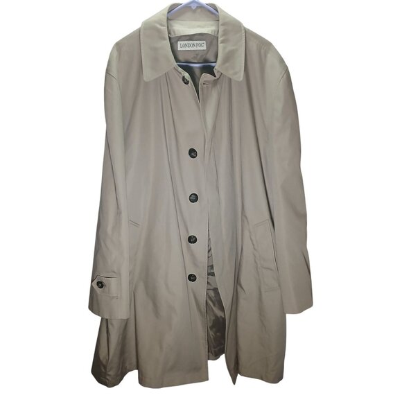 London Fog Men's Trench Coat Size XL Tan Full-Length Button Front Classic Style - Picture 1 of 14